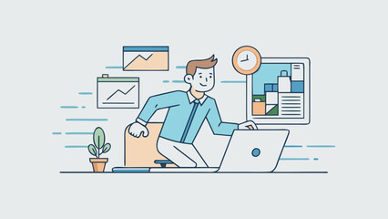 Remote Work and Productivity Vector Illustrations &ndash; Office and Freelance Professionals