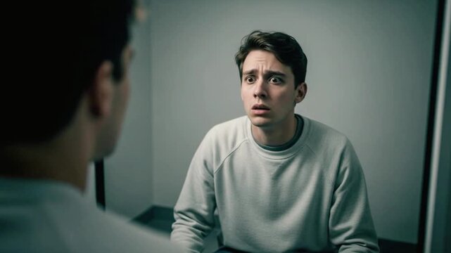 A person with fear of self, inner terror, self-doubt, psychological conflict