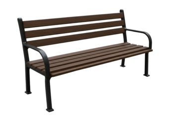 3D Render Isolated Park Bench With Wood And Metal