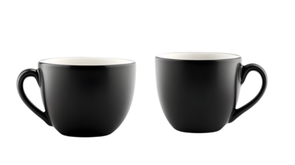 Stylish Black Coffee Cup on White Background with Path for Editing
