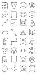 Isometric Outline Vector Collection set of web icons in line style. isometric vector, isometric outline, isometric icon set and isometric line art. Vector illustration