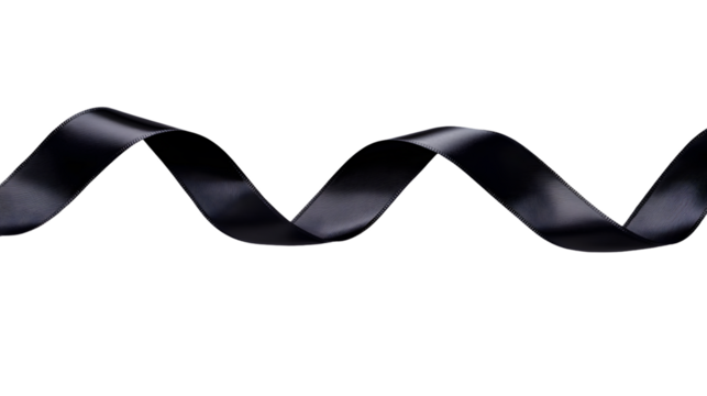 Elegant Black Ribbon Isolated on White Background for Classy Designs