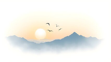 Minimalist Mountain Landscape at Sunset
A Serene and Modern View of Nature