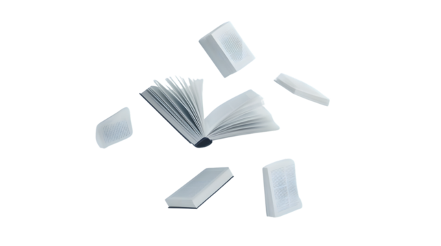 Falling Book on White Background - Professional Image for Designers and Writers