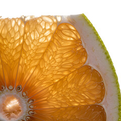 Backlit Grapefruit Slice Close Up on Black