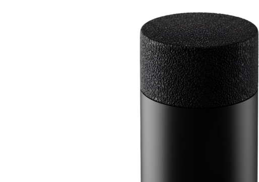 3D Render Black Cylinder With Textured Top On Black Background - Powered by Adobe