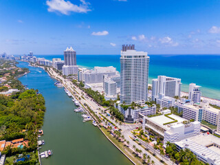Aerial print photo Miami Beach Indian Creek