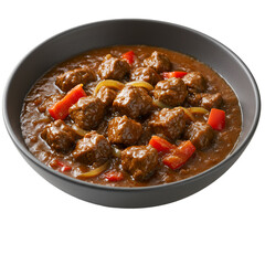 Beef Stew in Gray Bowl on Transparent Background