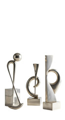 Abstract Silver Metal Sculptures Isolated on Transparent Background