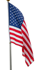 American Flag Waving on Pole Isolated Background PNG