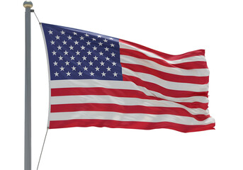 American Flag Waving on Pole Transparent PNG