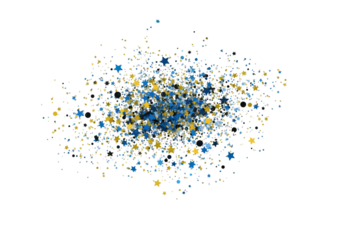 Abstract Illustration of Blue and Gold Particle Explosion