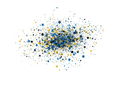 Abstract Illustration of Blue and Gold Particle Explosion