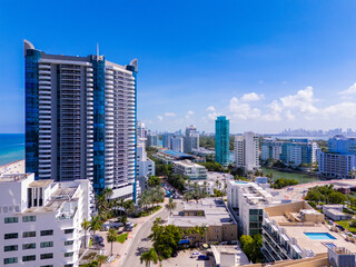 Miami Beach aerial view 63rd Street Collins Avenue