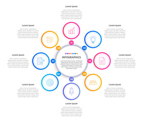 Modern Infographic design elements for your business data with 8 options, parts, steps, timelines or processes, Circle round concept. Vector Illustration.	