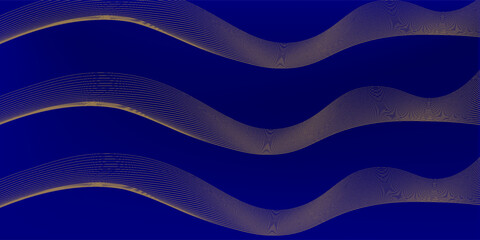 abstract blue wavy background with gold line wave EPS.10
