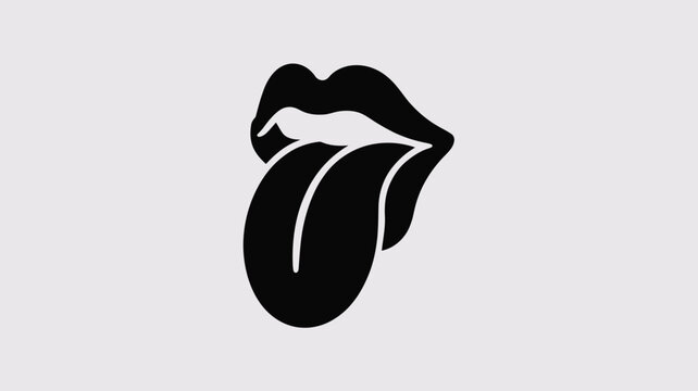 Iconic black lips with tongue sticking out, representing rebellion, rock and roll, and bold expression, perfect for music, fashion, or edgy branding concepts.