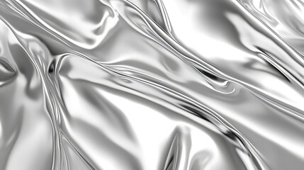 Silver Fabric Flowing with Soft Draping and Reflection for Abstract Backgrounds