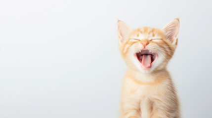 Cute kitten with orange fur and whiskers, a playful young animal adored by many