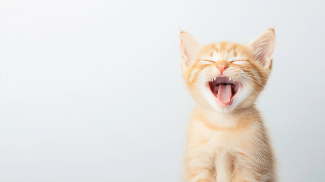 Cute kitten with orange fur and whiskers, a playful young animal adored by many