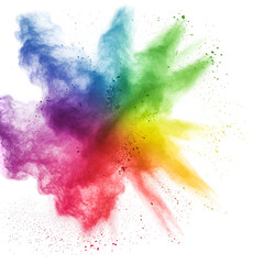 Colorful Powder Explosion on Transparent Background