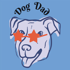 Dog dad with star sunglasses cartoon illustration.