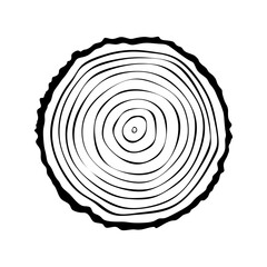 Round tree trunk cut, tree stump highlighting growth rings. Detailed cross-section of tree trunk with showcasing the intricate growth rings. Sawn pine or oak slice isolated. Vector illustration