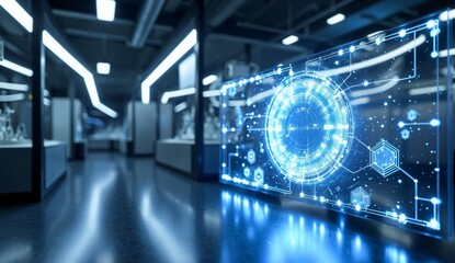 Futuristic Laboratory with Advanced Digital Display