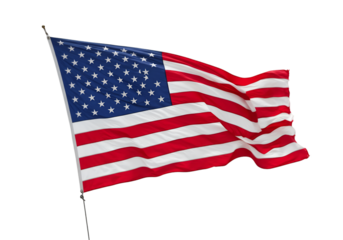 American Flag Waving Illustration on Transparent Background