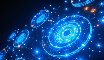 Glowing Circular Patterns in a Starry Night Sky