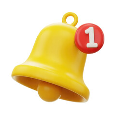 Yellow bell with red notification icon indicating one alert message on black background