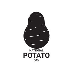 National Potato Day Silhouette Vector Illustration, Solid White Background.