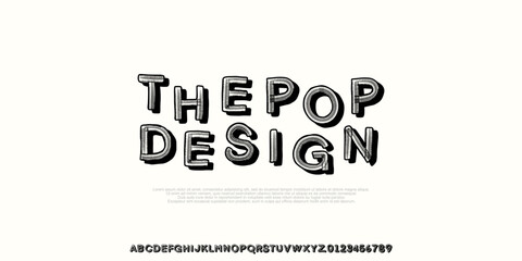 Alphabet 3d Effect Design Letters and Numbers. Retro Comic Typography. Hand Drawn Cartoon Vector Font