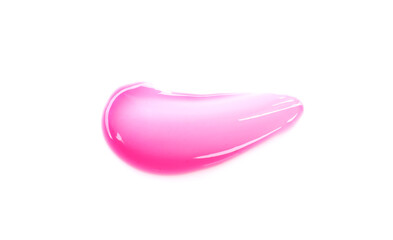 Bright pink lip gloss isolated on white, top view