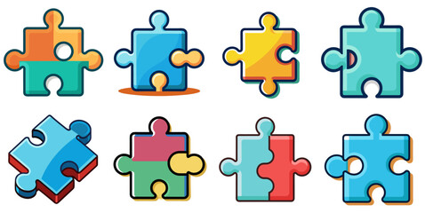 Naklejka premium Single Puzzle Piece Icon - Vector Illustration PNG Transparent Background