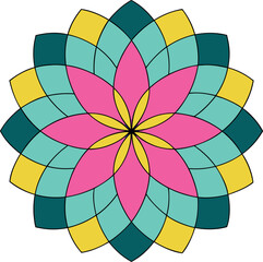 Fototapeta premium Geometric Floral Mandala Art Design with Vibrant Color Palette