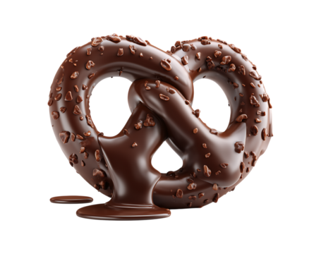 Chocolate-covered pretzel isolated on a transparent background