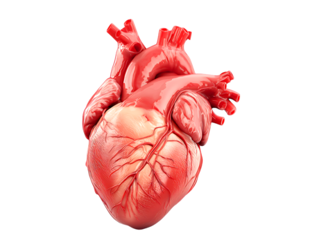 3D realistic human heart isolated on a transparent background