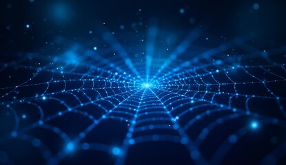 Obraz premium Radiant Blue Web Structure with Illuminated Nodes and Interconnected Lines