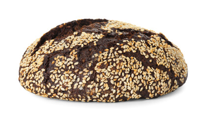 Fresh rye bread with seeds isolated on white