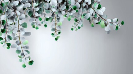 Delicate, hanging leaves against a light background