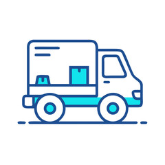 Fototapeta premium Flat Line Icon of Delivery Truck for Shipping and Logistics Services