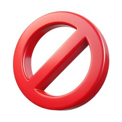 Fototapeta premium 3d red prohibition sign isolated on white background