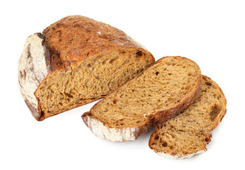 Pieces of fresh bread isolated on white