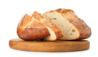 Pieces of fresh bread isolated on white