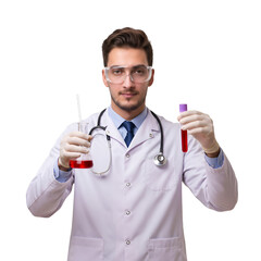 Doctor Holding Test Tube and Beaker Isolated Photo