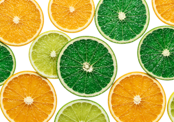 Citrus Fruit Slices Pattern on Black Background