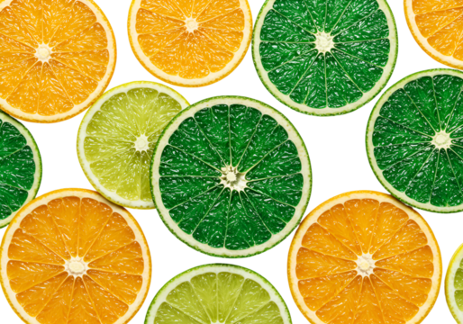 Citrus Fruit Slices Pattern on Black Background