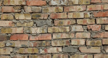 Texture of old brick wall as background, closeup