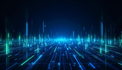 Dynamic Blue Light Trails in a Futuristic Digital Space